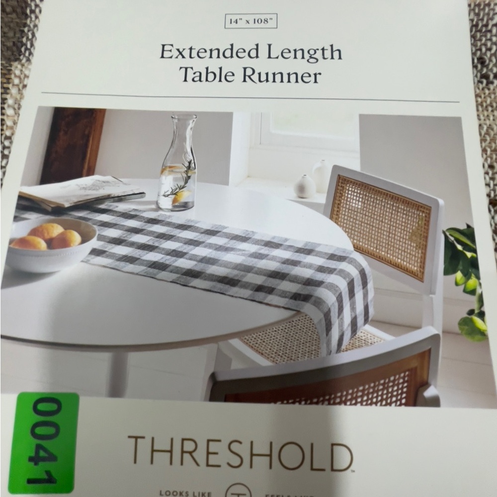 Threshold Plaid Table Runner in Brown and White